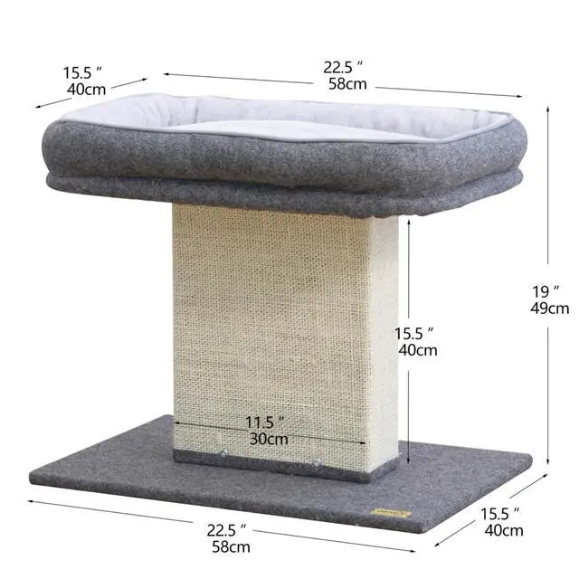 Alt view image 2 of 7 - Cat Perch with Washable Replaceable Bed & Wide Sisal Scratching Post