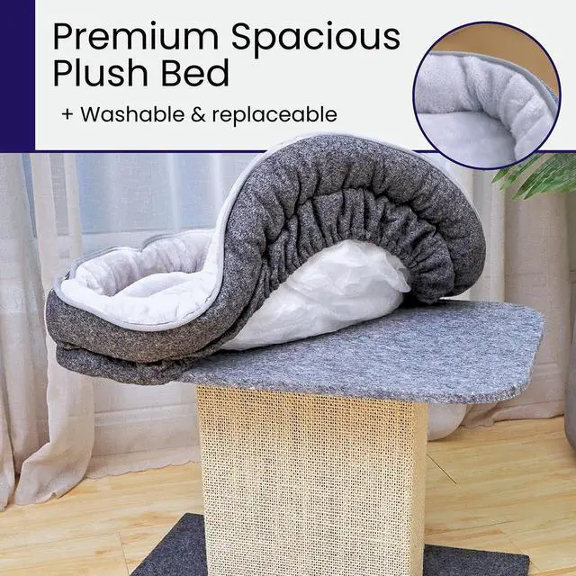 Alt view image 6 of 7 - Cat Perch with Washable Replaceable Bed & Wide Sisal Scratching Post