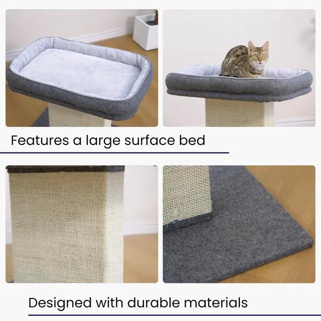 Alt view image 7 of 7 - Cat Perch with Washable Replaceable Bed & Wide Sisal Scratching Post