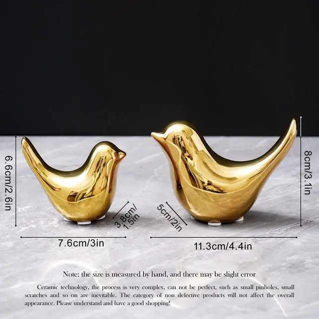 Alt view image 2 of 7 - Gold Home Decor Small Birds Statues Modern Style Decorative Ornaments for Living Room Decor, Bedroom, Office Desktop, Cabinets (2Pcs Gold Birds)