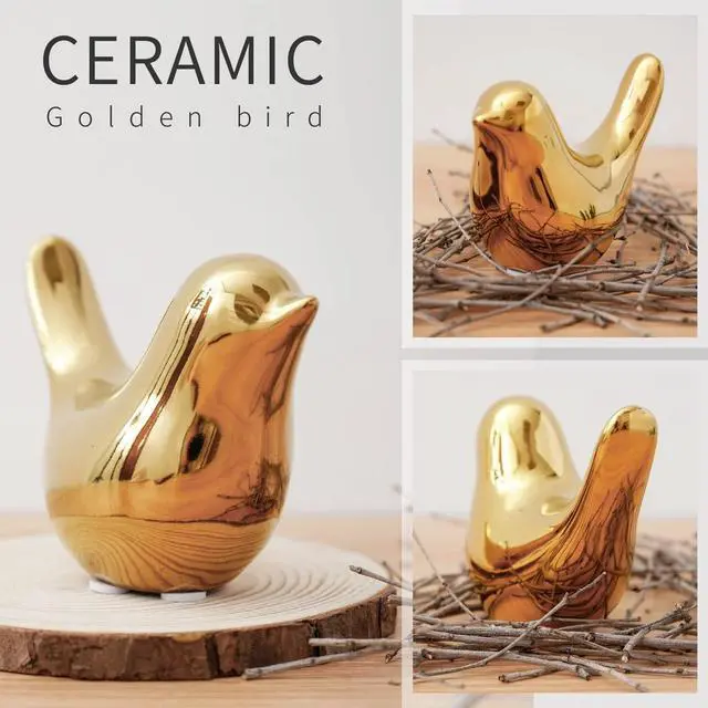 Alt view image 4 of 7 - Gold Home Decor Small Birds Statues Modern Style Decorative Ornaments for Living Room Decor, Bedroom, Office Desktop, Cabinets (2Pcs Gold Birds)