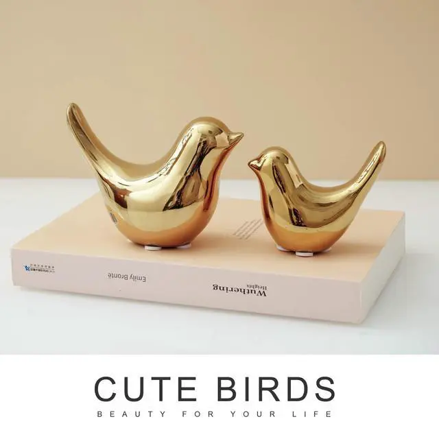 Alt view image 3 of 7 - Gold Home Decor Small Birds Statues Modern Style Decorative Ornaments for Living Room Decor, Bedroom, Office Desktop, Cabinets (2Pcs Gold Birds)