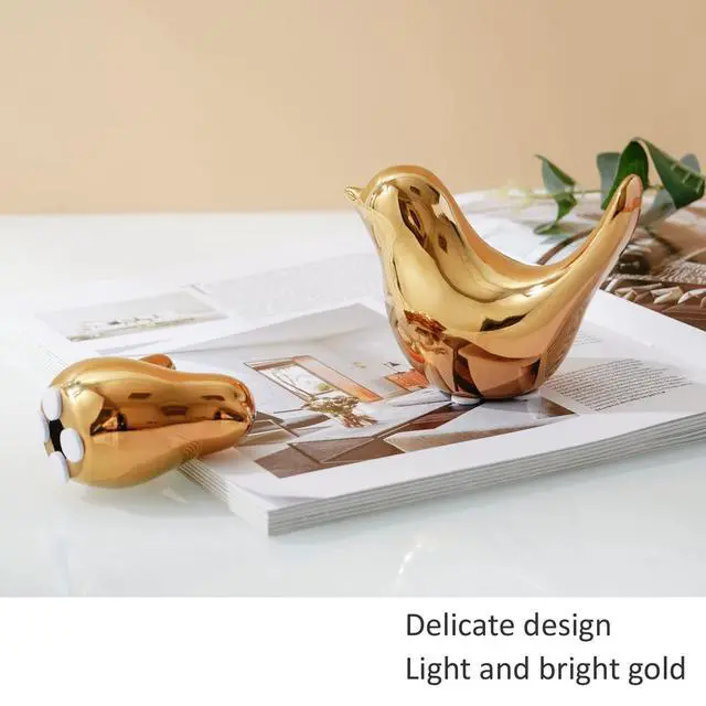 Alt view image 7 of 7 - Gold Home Decor Small Birds Statues Modern Style Decorative Ornaments for Living Room Decor, Bedroom, Office Desktop, Cabinets (2Pcs Gold Birds)