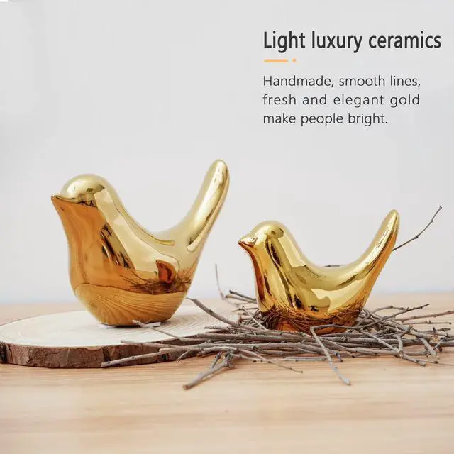 Alt view image 5 of 7 - Gold Home Decor Small Birds Statues Modern Style Decorative Ornaments for Living Room Decor, Bedroom, Office Desktop, Cabinets (2Pcs Gold Birds)