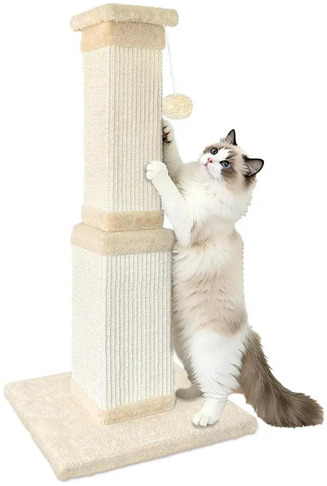 Main image of Cat Scratching Post for Large Cats, Cat Scratcher for Indoor Cats Adults, Sturdy Sisal Scratch Post to Protect Furniture, 32 Inch, Beige