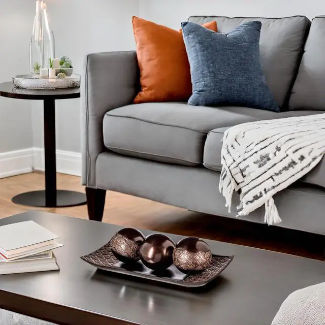Alt view image 2 of 7 - Dublin Brown Tray and Ball Set - Living Room, Entry Table Decor Centerpiece Table Decorations - Decorative Tray for Dining Room, Accent Decor Bowl for House Decoration