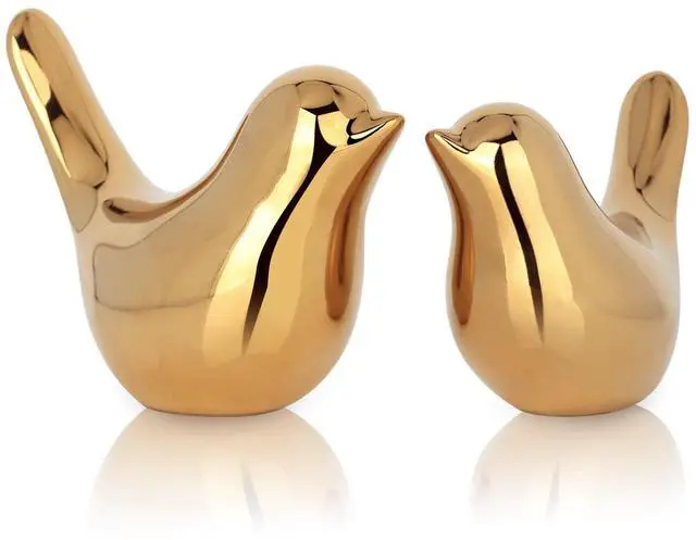 Main image of 2 Pcs Gold Decor Accents,Small Animal Statues,Modern Home Decorative, Birds Sculpture, Ornaments for Shelf, Bookshelf, Coffee Table,Knick Knacks Home Decor for Shelves(Gold Bird)