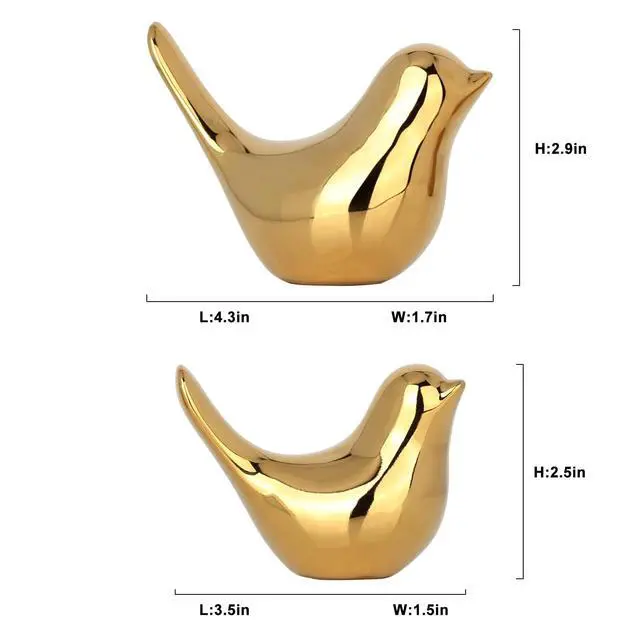 Alt view image 2 of 7 - 2 Pcs Gold Decor Accents,Small Animal Statues,Modern Home Decorative, Birds Sculpture, Ornaments for Shelf, Bookshelf, Coffee Table,Knick Knacks Home Decor for Shelves(Gold Bird)