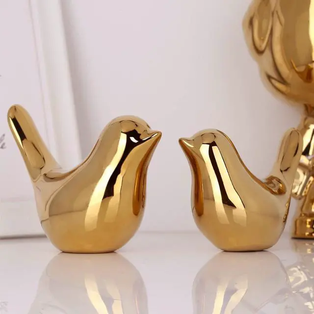 Alt view image 3 of 7 - 2 Pcs Gold Decor Accents,Small Animal Statues,Modern Home Decorative, Birds Sculpture, Ornaments for Shelf, Bookshelf, Coffee Table,Knick Knacks Home Decor for Shelves(Gold Bird)