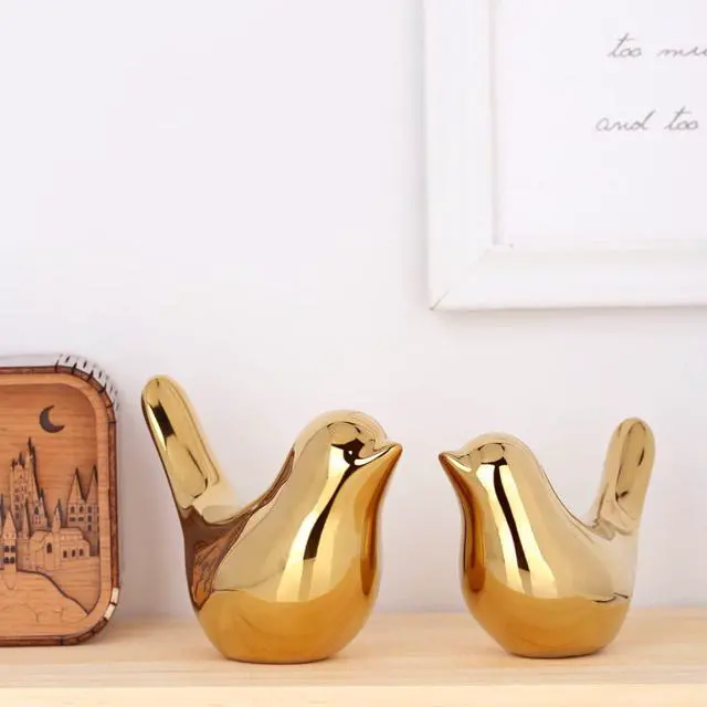 Alt view image 5 of 7 - 2 Pcs Gold Decor Accents,Small Animal Statues,Modern Home Decorative, Birds Sculpture, Ornaments for Shelf, Bookshelf, Coffee Table,Knick Knacks Home Decor for Shelves(Gold Bird)