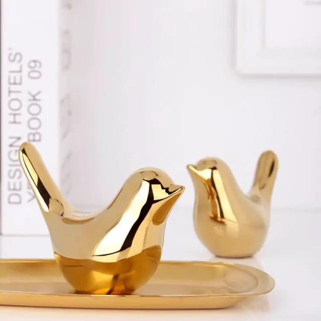 Alt view image 6 of 7 - 2 Pcs Gold Decor Accents,Small Animal Statues,Modern Home Decorative, Birds Sculpture, Ornaments for Shelf, Bookshelf, Coffee Table,Knick Knacks Home Decor for Shelves(Gold Bird)