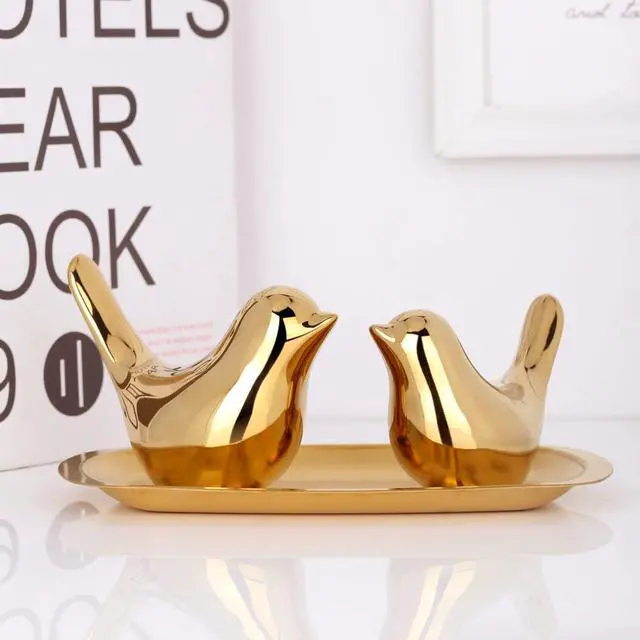 Alt view image 7 of 7 - 2 Pcs Gold Decor Accents,Small Animal Statues,Modern Home Decorative, Birds Sculpture, Ornaments for Shelf, Bookshelf, Coffee Table,Knick Knacks Home Decor for Shelves(Gold Bird)