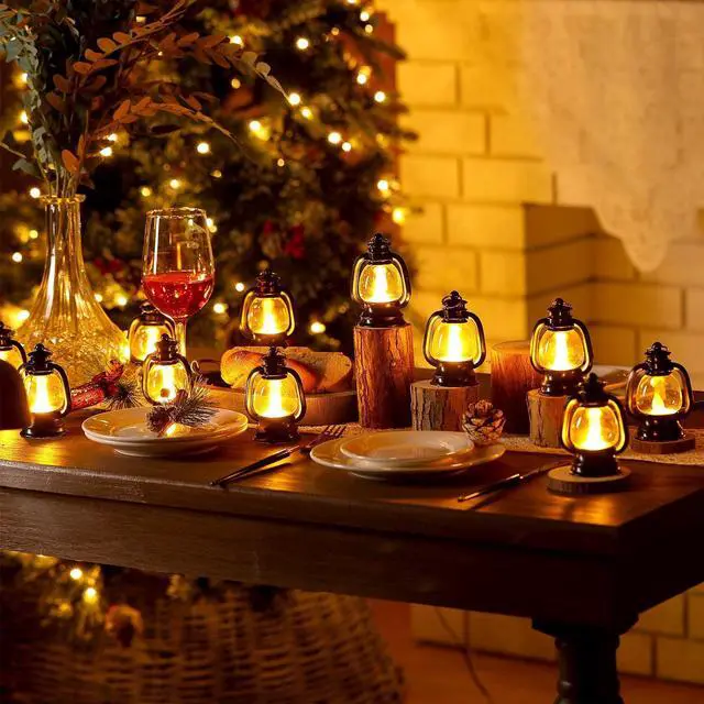 Alt view image 3 of 6 - 12 Pcs Mini Lantern Decor 4 Inch Western Lantern Table Centerpiece Small Vintage Camping Hanging Lamp Ornaments Bulk for Cowboy Cowgirl Wedding Halloween Christmas (4 Inch,Black)