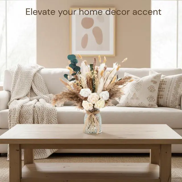 Alt view image 2 of 7 - 100pcs Artificial Flowers Arrangement With Vase, Dining Table Centerpiece