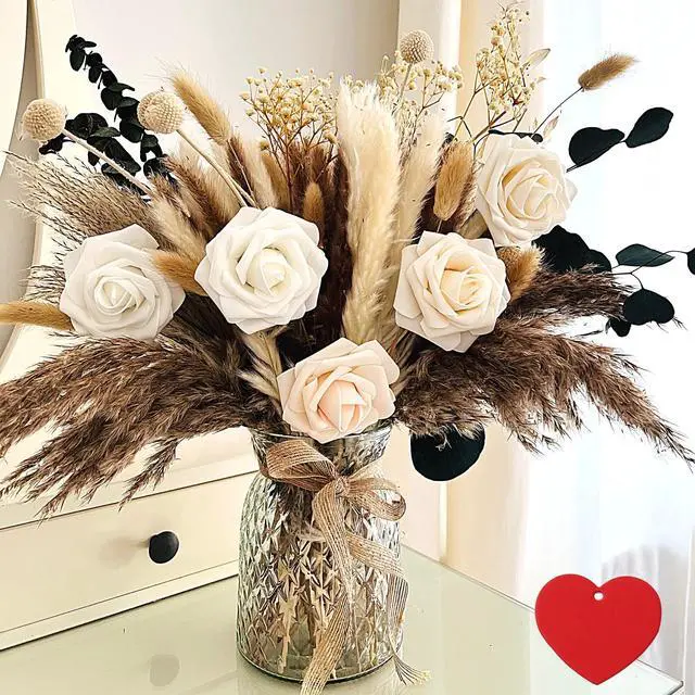 Main image of 100pcs Artificial Flowers Arrangement With Vase, Dining Table Centerpiece