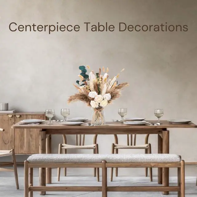 Alt view image 4 of 7 - 100pcs Artificial Flowers Arrangement With Vase, Dining Table Centerpiece
