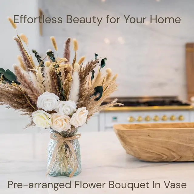 Alt view image 5 of 7 - 100pcs Artificial Flowers Arrangement With Vase, Dining Table Centerpiece