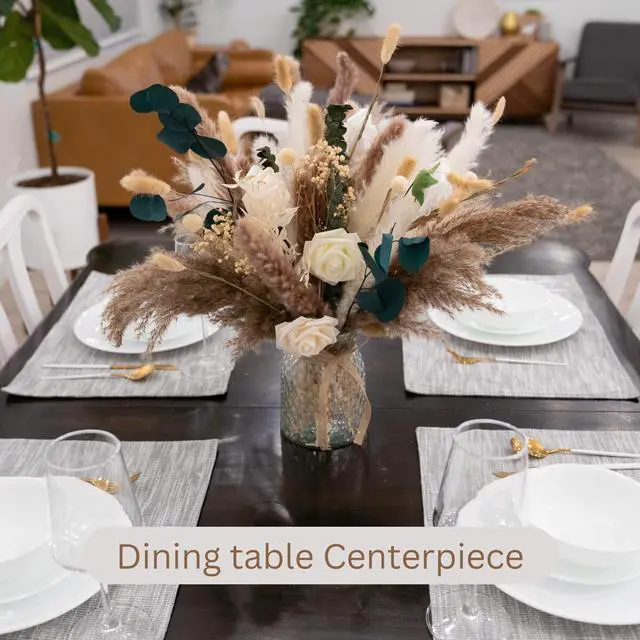 Alt view image 7 of 7 - 100pcs Artificial Flowers Arrangement With Vase, Dining Table Centerpiece