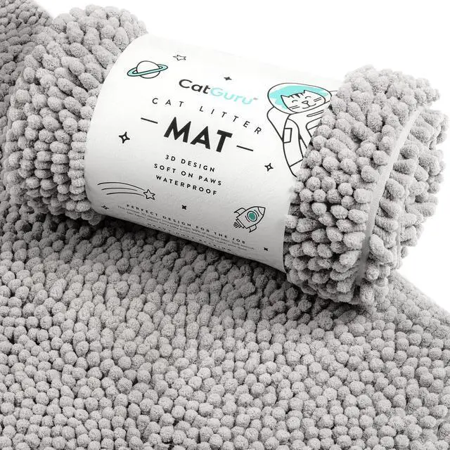 Main image of Cat Litter Mat, Medium, Extra Large, XXL, Waterproof Litter Box Mat, Non Slip Kitty Litter Mat, Machine Washable Litter Trapping Mat, Soft Litter Tray, Cat Stuff (XL, Gray/Heavy-Duty)