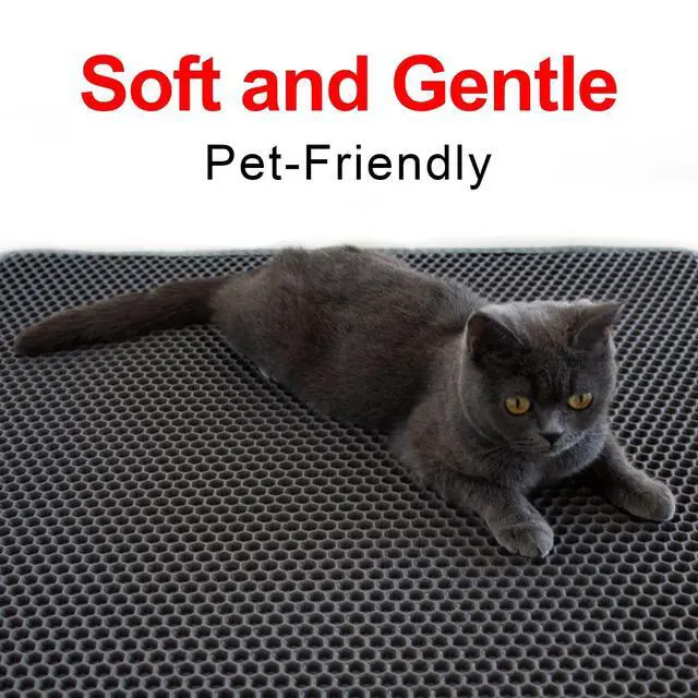 Alt view image 6 of 7 - Cat Litter Box Mat: 36"x 30" Waterproof Kitty Cat Litter Trapping Mat, Easy-clean Double-layer Scatter Control Pad Rug (Grey)