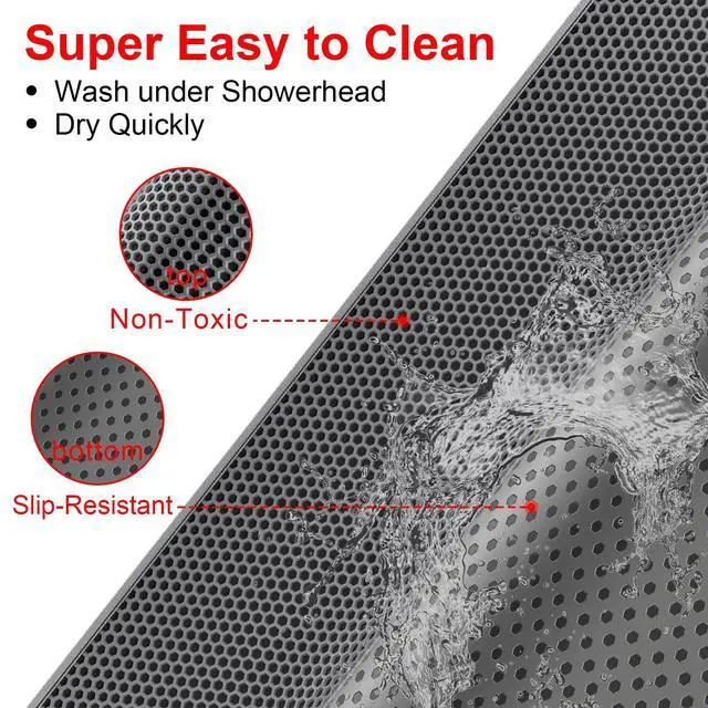 Alt view image 7 of 7 - Cat Litter Box Mat: 36"x 30" Waterproof Kitty Cat Litter Trapping Mat, Easy-clean Double-layer Scatter Control Pad Rug (Grey)
