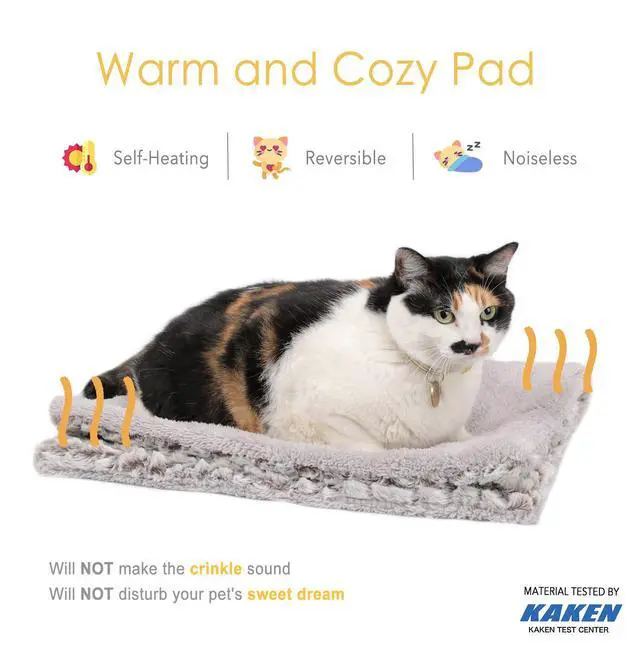 Alt view image 2 of 7 - Self Heating Cat Pad Self Warming Bed 27.5" x 18.5" Thermal Heated Cat Mat Extra Warm Pet Mat for Outdoor and Indoor Large Kittens Small Puppy Pets