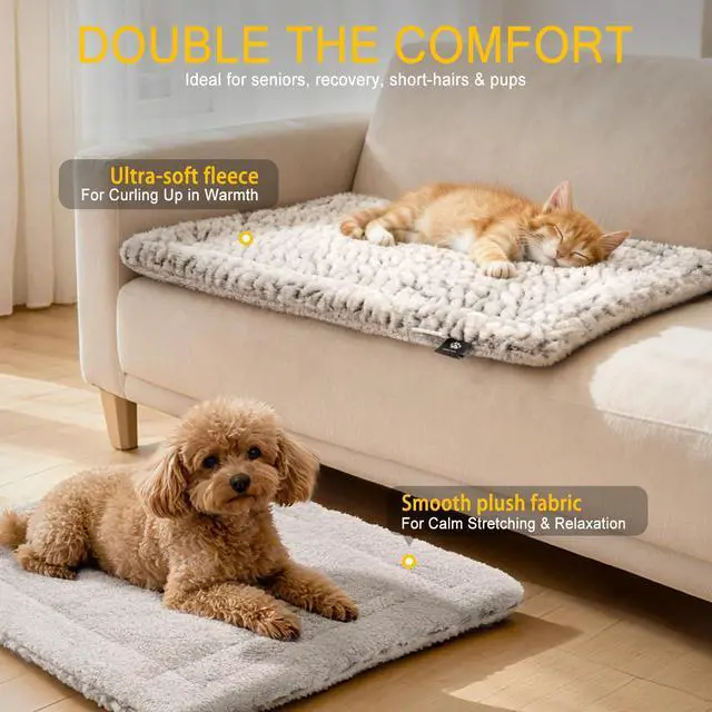 Alt view image 4 of 7 - Self Heating Cat Pad Self Warming Bed 27.5" x 18.5" Thermal Heated Cat Mat Extra Warm Pet Mat for Outdoor and Indoor Large Kittens Small Puppy Pets