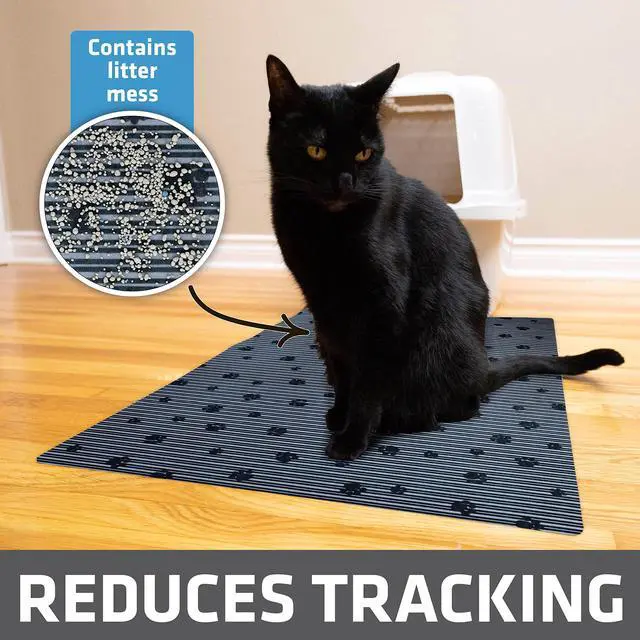 Alt view image 2 of 7 - Cat Litter Box Mat, Litter Trapping Mat, Waterproof, Urine-Proof, Absorbent, Machine Washable, Soft on Paws, Contains Mess, Protects Floors, Kitten Supplies, Gray, 20x28