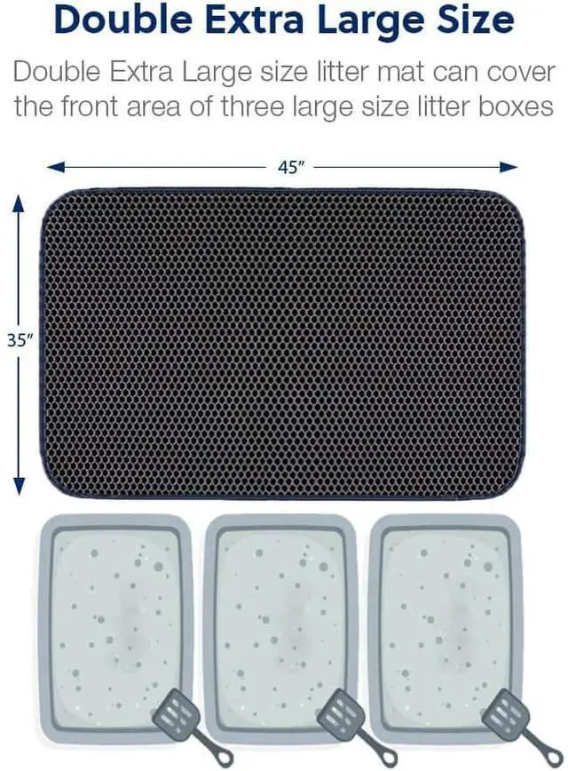 Alt view image 2 of 6 - Cat Litter Mat, Kitty Litter Trapping Mat, Honeycomb Double Layer Mats, No Phthalate, Urine Waterproof, Easy Clean, Scatter Control, Catcher Litter Tray Box Rug Carpet