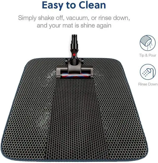 Alt view image 4 of 6 - Cat Litter Mat, Kitty Litter Trapping Mat, Honeycomb Double Layer Mats, No Phthalate, Urine Waterproof, Easy Clean, Scatter Control, Catcher Litter Tray Box Rug Carpet
