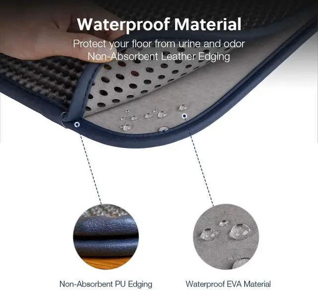 Alt view image 5 of 6 - Cat Litter Mat, Kitty Litter Trapping Mat, Honeycomb Double Layer Mats, No Phthalate, Urine Waterproof, Easy Clean, Scatter Control, Catcher Litter Tray Box Rug Carpet