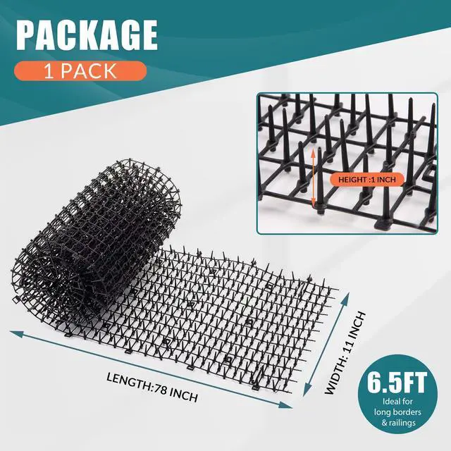 Alt view image 4 of 7 - 6.5ft Cat Scat Mat with Soft Spikes, Humane Indoor/Outdoor Cat Deterrent Mat for Garden, Countertops & Furniture, 78" x 11" Plastic Repellent Strip