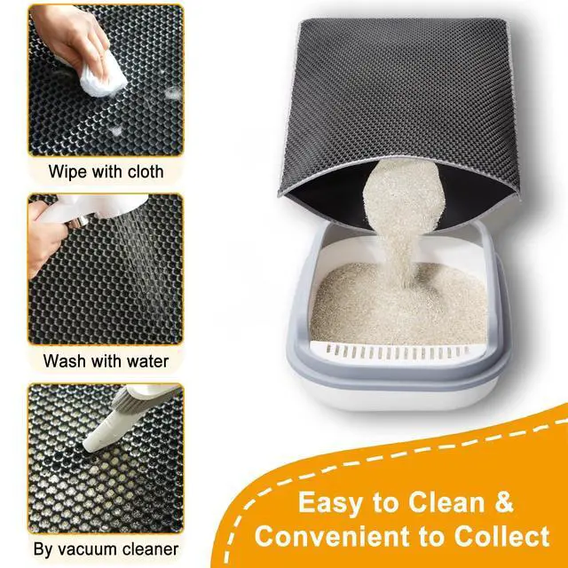 Alt view image 2 of 6 - Cat Litter Mats-Extra Large 47''x36'' Litter Trapping Mat for Cat-XXL Litter box Matt for Floor-2 Layer Catcher Rug for Pet kitty Litterbox-Waterproof Urine Proof,Non-Slip