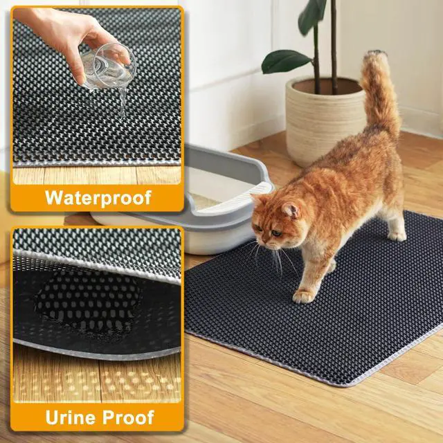 Alt view image 5 of 6 - Cat Litter Mats-Extra Large 47''x36'' Litter Trapping Mat for Cat-XXL Litter box Matt for Floor-2 Layer Catcher Rug for Pet kitty Litterbox-Waterproof Urine Proof,Non-Slip