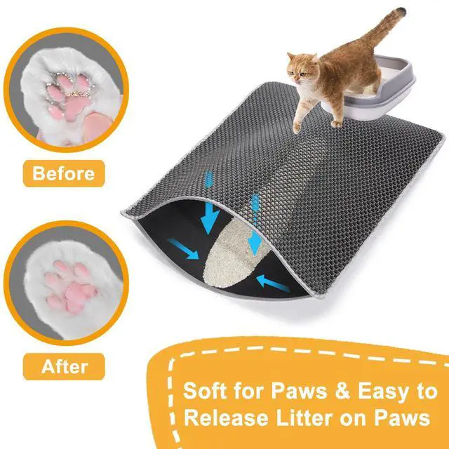 Alt view image 6 of 6 - Cat Litter Mats-Extra Large 47''x36'' Litter Trapping Mat for Cat-XXL Litter box Matt for Floor-2 Layer Catcher Rug for Pet kitty Litterbox-Waterproof Urine Proof,Non-Slip