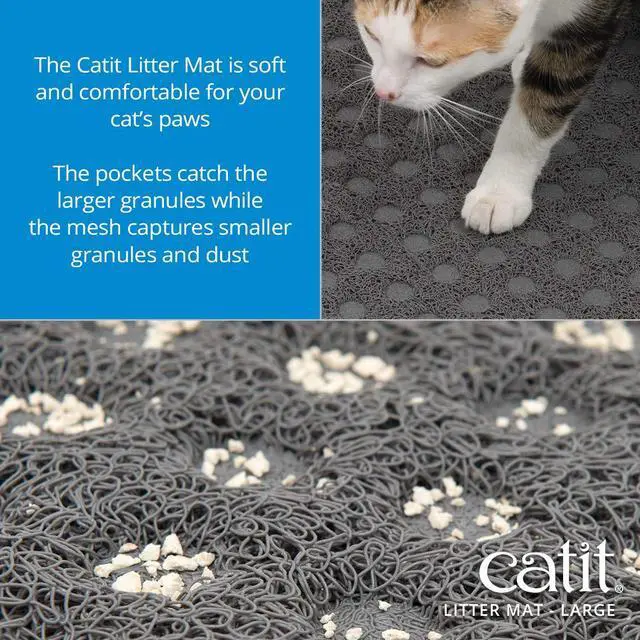 Alt view image 2 of 7 - Large Cat Litter Mat Gentle on Paws, Traps Loose Litter, Non-Slip, Easy Maintenance Design