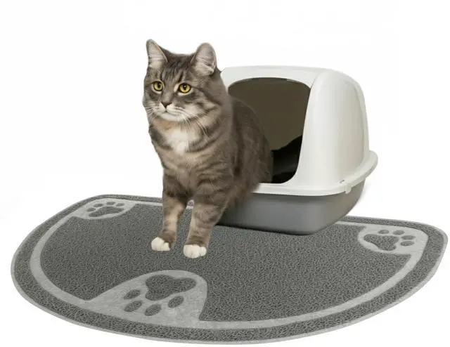 Main image of Cat Litter Mat Traps Litter & Mess from Box, Absorbent Urine-Proof & Waterproof Floor Protection, Soft on Paws, Non-Slip, Easy Clean, Machine Washable, Unscented, Gray, Small