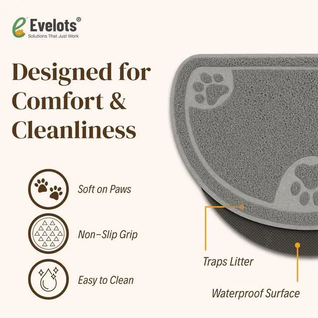 Alt view image 3 of 7 - Cat Litter Mat Traps Litter & Mess from Box, Absorbent Urine-Proof & Waterproof Floor Protection, Soft on Paws, Non-Slip, Easy Clean, Machine Washable, Unscented, Gray, Small