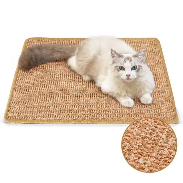 Main image of Cat Scratcher Mat, 23.6 X 15.7 Inch Natural Sisal Cat Scratch Mats, Horizontal Cat Floor Scratching Pad Rug with Sticky Tapes, Protect Couch and Carpets