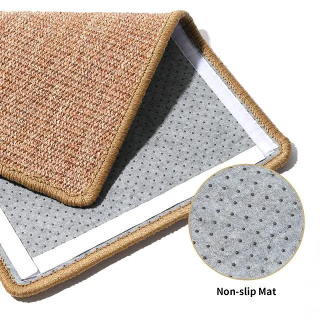 Alt view image 6 of 7 - Cat Scratcher Mat, 23.6 X 15.7 Inch Natural Sisal Cat Scratch Mats, Horizontal Cat Floor Scratching Pad Rug with Sticky Tapes, Protect Couch and Carpets