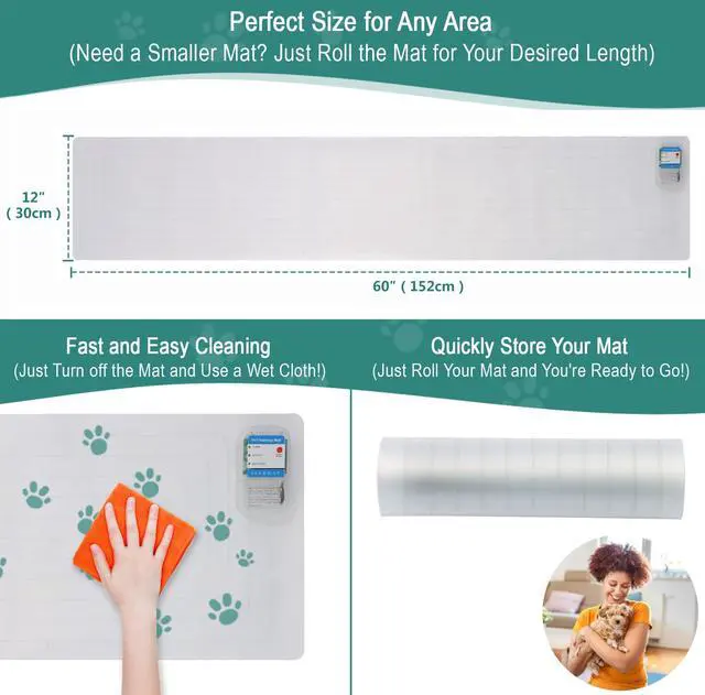 Alt view image 4 of 7 - Scat Pet Shock Mat Indoor, Safe Shock Training Pads for Dogs and Cats, Electric Repellent Mat Keeps Pets Off Couch, Sofa, Counter Top, 3 Training Modes, 60"x12" Rectangular, Battery Operated