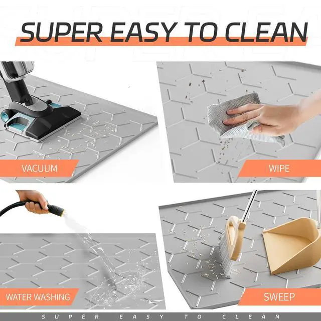 Alt view image 4 of 7 - Large Silicone Cat Litter Mat, Waterproof/Urineproof, Litter Recycling, Easy to Clean, Soft on Kitty Paw (22"X34"- Grey)