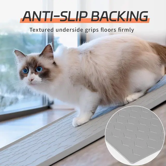 Alt view image 6 of 7 - Large Silicone Cat Litter Mat, Waterproof/Urineproof, Litter Recycling, Easy to Clean, Soft on Kitty Paw (22"X34"- Grey)