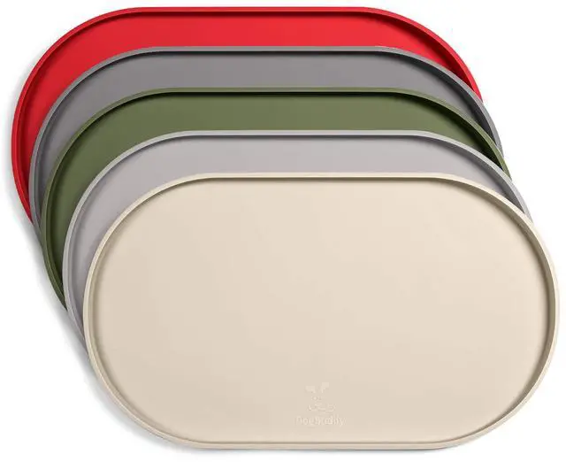 Main image of Dog Food Mat - Waterproof Dog Bowl Mat, Silicone Pet Mat for Food and Water Bowls, Nonslip Pet Feeding Mat with Edges, Dogs Food Mats for Floors, Puppy Supplies (Small, White Sand)