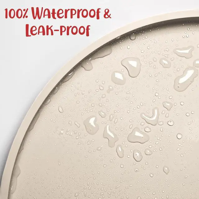 Alt view image 4 of 7 - Dog Food Mat - Waterproof Dog Bowl Mat, Silicone Pet Mat for Food and Water Bowls, Nonslip Pet Feeding Mat with Edges, Dogs Food Mats for Floors, Puppy Supplies (Small, White Sand)