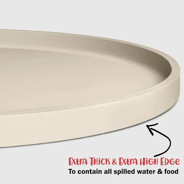 Alt view image 5 of 7 - Dog Food Mat - Waterproof Dog Bowl Mat, Silicone Pet Mat for Food and Water Bowls, Nonslip Pet Feeding Mat with Edges, Dogs Food Mats for Floors, Puppy Supplies (Small, White Sand)
