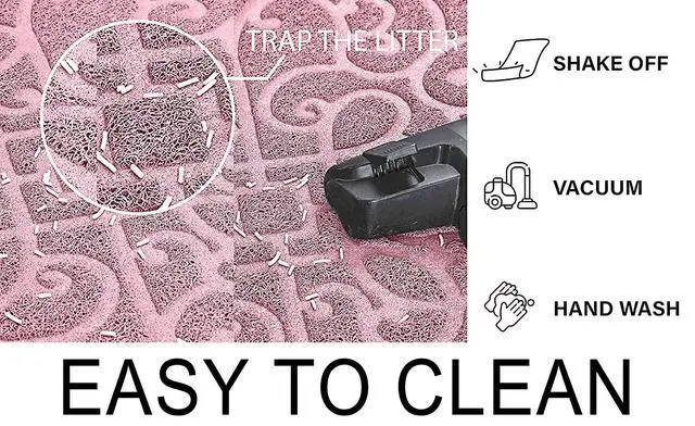 Alt view image 4 of 7 - Cat Litter Box Mat, Thick Kitty Litter Trapping Mat, Durable,Waterproof &Washable with Non-Slip Backing, Soft on Kitty Paws and Easy to Clean, BPA Free