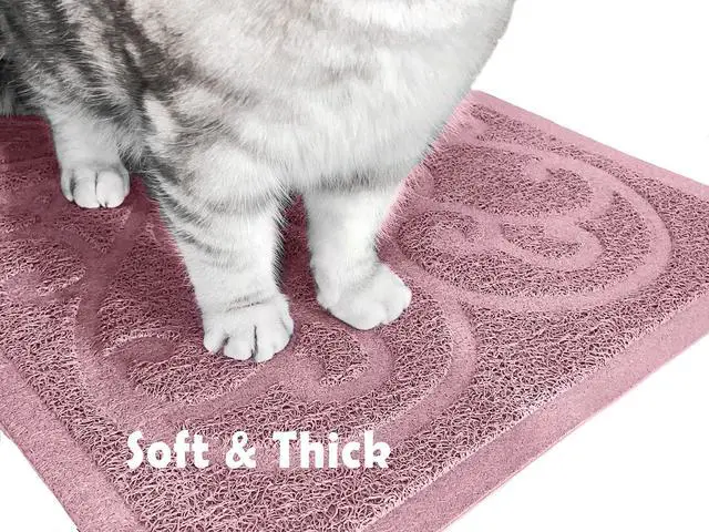 Alt view image 5 of 7 - Cat Litter Box Mat, Thick Kitty Litter Trapping Mat, Durable,Waterproof &Washable with Non-Slip Backing, Soft on Kitty Paws and Easy to Clean, BPA Free