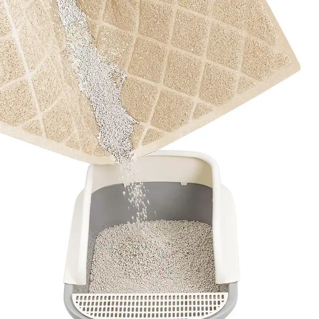 Alt view image 3 of 7 - Premium Cat Litter Mat, Litter Box Mat with Non-Slip and Waterproof Backing, Litter Trapping Mat Soft on Kitty Paws and Easy to Clean, Cat Mat Traps Litter from Box