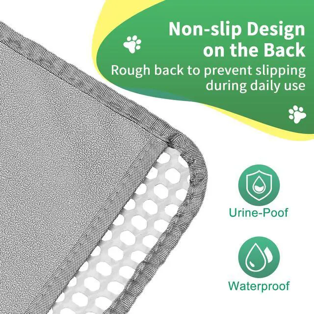 Alt view image 4 of 6 - Cat Litter Mat, 32"x22" Litter Box Trapping Mat for Indoor Cat, 2 Layer Non-Slip Waterproof Urine Proof Collapsible Kitty Pet Rug